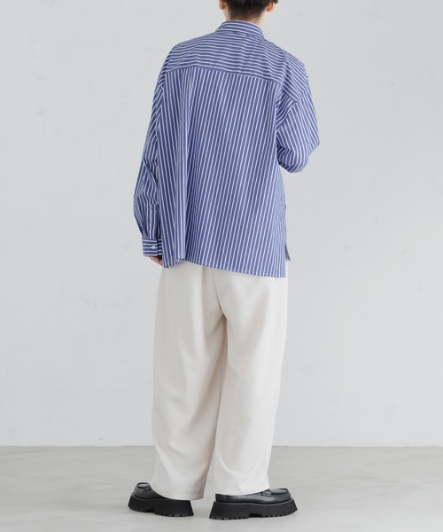 epnok（エプノック）の「サイドボタンストライプシャツ（シャツ/ブラウス・メンズ・サックスブルー/ブルー/グレイッシュブルー・SMALL/MEDIUM/LARGE）」の7枚目の写真