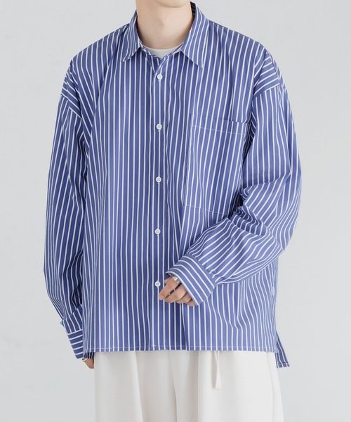 epnok（エプノック）の「サイドボタンストライプシャツ（シャツ/ブラウス・メンズ・サックスブルー/ブルー/グレイッシュブルー・SMALL/MEDIUM/LARGE）」の18枚目の写真