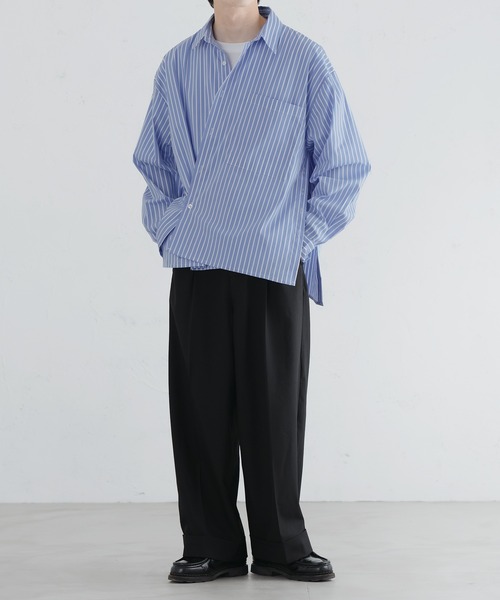 epnok（エプノック）の「サイドボタンストライプシャツ（シャツ/ブラウス・メンズ・サックスブルー/ブルー/グレイッシュブルー・SMALL/MEDIUM/LARGE）」の5枚目の写真