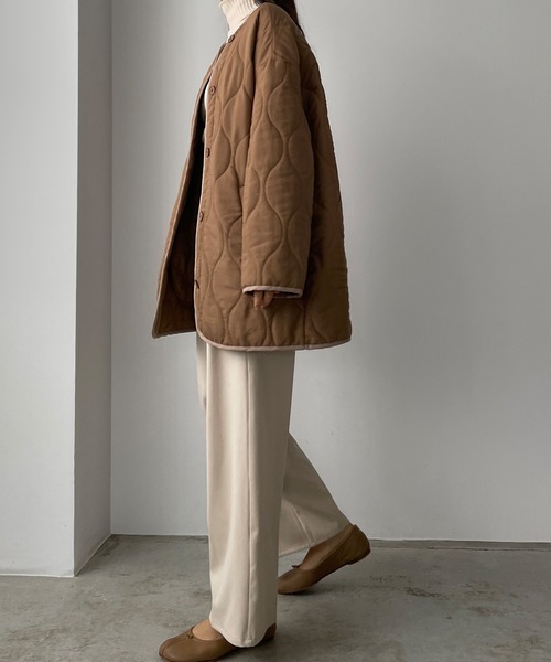 Louere（ルエレ）の「配色パイピングキルティングコート（ダウンジャケット/コート・レディース・ブラック/アイボリー/ブラウン・SMALL/MEDIUM/LARGE）」の20枚目の写真