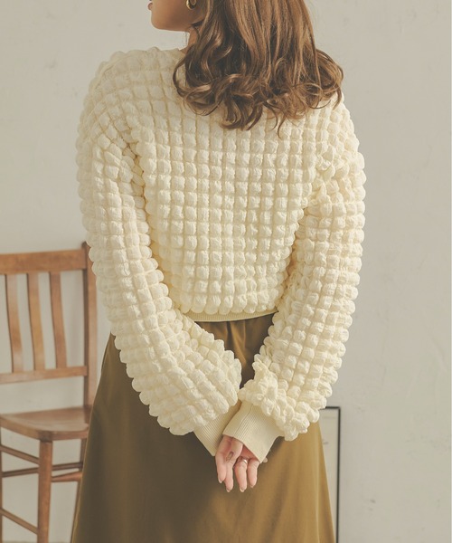 Ambre Neige（アンブルネージュ）の「ぽこぽこボリュームトップス／【WEB/EC限定商品】（Tシャツ/カットソー・レディース・アイボリー/ダークブラウン・FREE）」の9枚目の写真