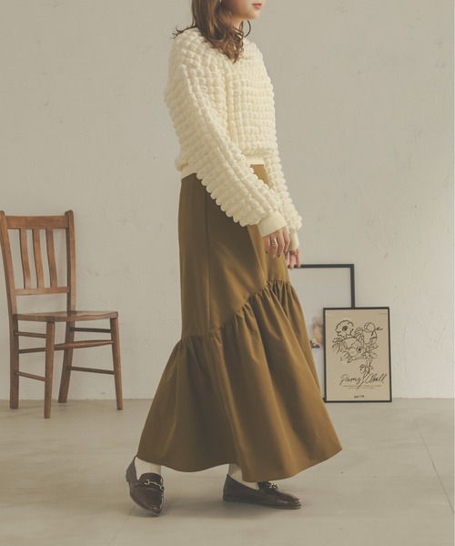 Ambre Neige（アンブルネージュ）の「ぽこぽこボリュームトップス／【WEB/EC限定商品】（Tシャツ/カットソー・レディース・アイボリー/ダークブラウン・FREE）」の3枚目の写真
