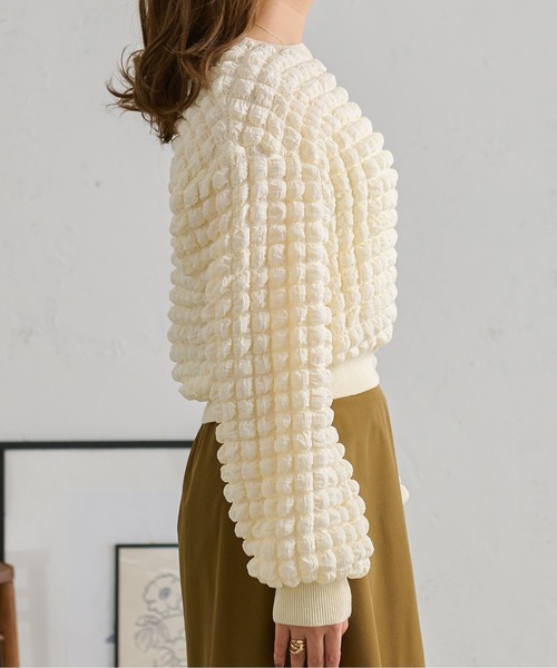 Ambre Neige（アンブルネージュ）の「ぽこぽこボリュームトップス／【WEB/EC限定商品】（Tシャツ/カットソー・レディース・アイボリー/ダークブラウン・FREE）」の14枚目の写真