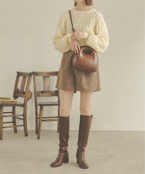 Ambre Neige（アンブルネージュ）の「ぽこぽこボリュームトップス／【WEB/EC限定商品】（Tシャツ/カットソー・レディース・アイボリー/ダークブラウン・FREE）」の11枚目の写真