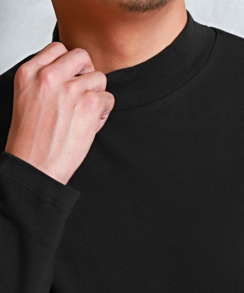 LUXSTYLE(ラグスタイル)の「無地モックネックロンT(Tシャツ/カットソー・メンズ・ブラック/杢グレー/ホワイト・L/XL/M)」の12枚目の写真