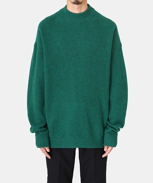 crepuscule（クレプスキュール）の「crepuscule / クレプスキュール：【ONLY ARK】別注 Moc Neck L/S：2203-028-ARK[COR]（ニット/セーター・メンズ・ブラック/グリーン・2/1）」の10枚目の写真