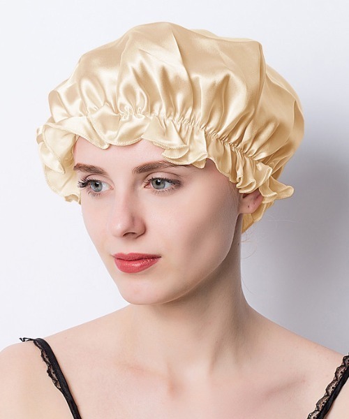 Coo+i（クーイ）の「シルクナイトキャップ（その他ルームウェア・レディース・ブラック/ネイビー/ラベンダー/ブルー/イエロー/パープル/ゴールド/ベージュ/ブラウン/ピンク/ホワイト・M/L）」の11枚目の写真