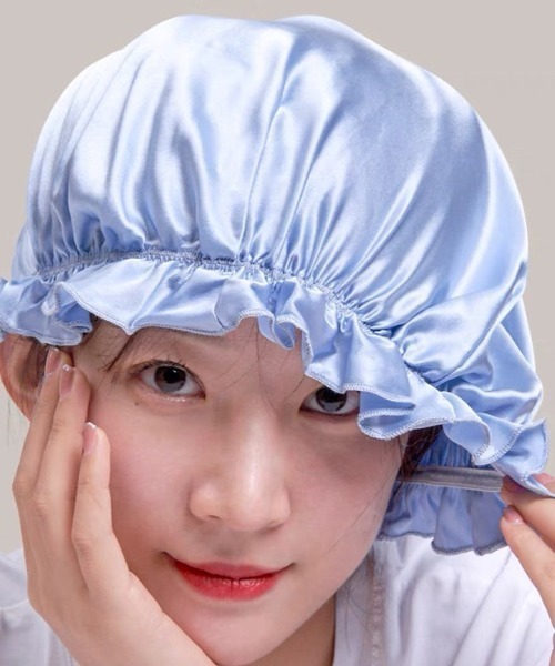 Coo+i（クーイ）の「シルクナイトキャップ（その他ルームウェア・レディース・ブラック/ネイビー/ラベンダー/ブルー/イエロー/パープル/ゴールド/ベージュ/ブラウン/ピンク/ホワイト・M/L）」の6枚目の写真