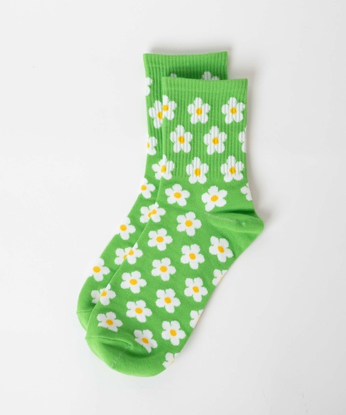WEGO（ウィゴー）の「WEGO/総柄フラワーソックス（ソックス/靴下・レディース・ホワイト/グリーン/ピンク/オレンジ/ブルー・FREE）」の12枚目の写真