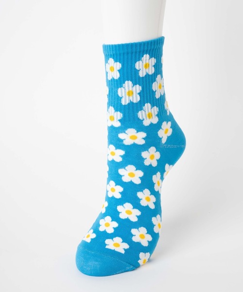 WEGO（ウィゴー）の「WEGO/総柄フラワーソックス（ソックス/靴下・レディース・ホワイト/グリーン/ピンク/オレンジ/ブルー・FREE）」の16枚目の写真