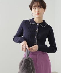 N.（N. Natural Beauty Basic） | ◆ステッチ刺繍襟付カーディガン(カーディガン/ボレロ)