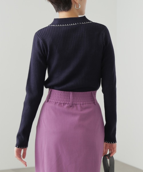 N.（N. Natural Beauty Basic）（エヌエヌナチュラルビューティーベーシック）の「◆ステッチ刺繍襟付カーディガン（カーディガン/ボレロ・レディース・ネイビー/ライトグリーン/クリーム・MEDIUM）」の17枚目の写真