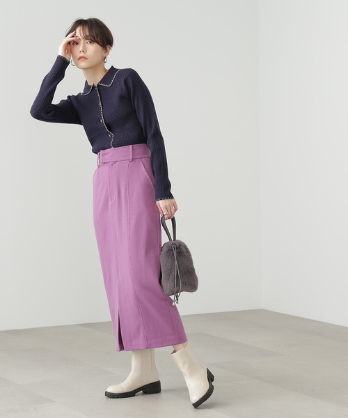 N.（N. Natural Beauty Basic）（エヌエヌナチュラルビューティーベーシック）の「◆ステッチ刺繍襟付カーディガン（カーディガン/ボレロ・レディース・ネイビー/ライトグリーン/クリーム・MEDIUM）」の13枚目の写真