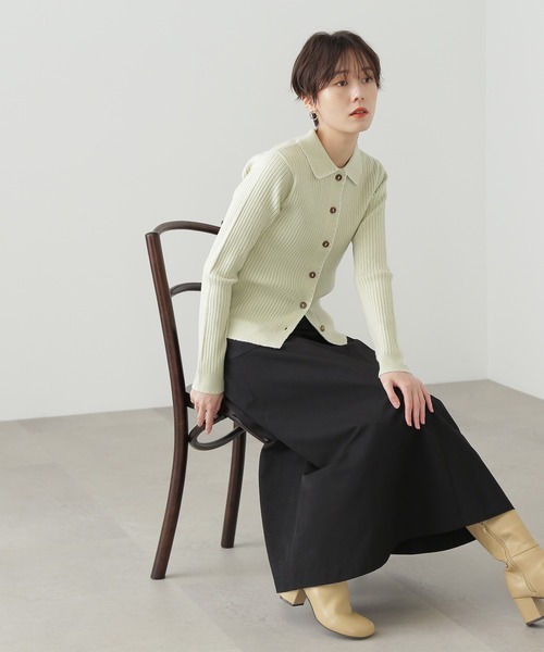 N.（N. Natural Beauty Basic）（エヌエヌナチュラルビューティーベーシック）の「◆ステッチ刺繍襟付カーディガン（カーディガン/ボレロ・レディース・ネイビー/ライトグリーン/クリーム・MEDIUM）」の9枚目の写真