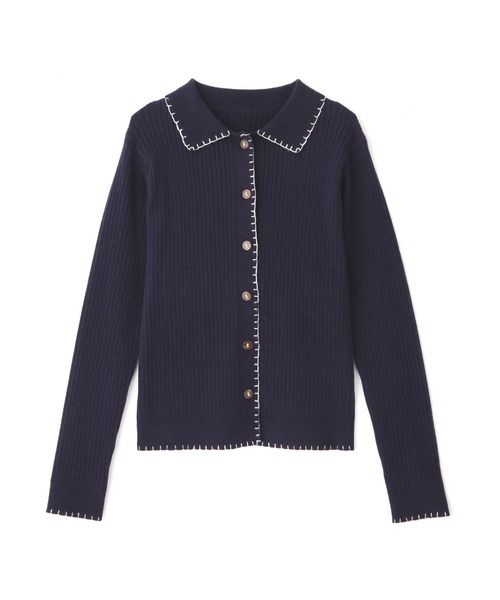 N.（N. Natural Beauty Basic）（エヌエヌナチュラルビューティーベーシック）の「◆ステッチ刺繍襟付カーディガン（カーディガン/ボレロ・レディース・ネイビー/ライトグリーン/クリーム・MEDIUM）」の14枚目の写真