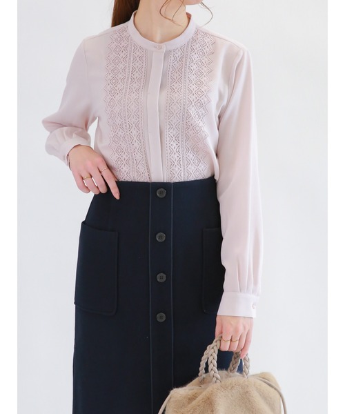 Te chichi（テチチ）の「フロントレースブラウス（シャツ/ブラウス・レディース・チャコール/ピンク/オフホワイト・ﾌﾘ-）」の3枚目の写真
