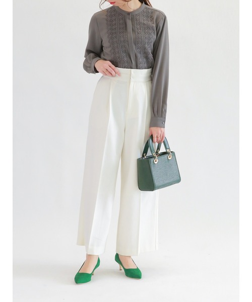 Te chichi（テチチ）の「フロントレースブラウス（シャツ/ブラウス・レディース・チャコール/ピンク/オフホワイト・ﾌﾘ-）」の6枚目の写真