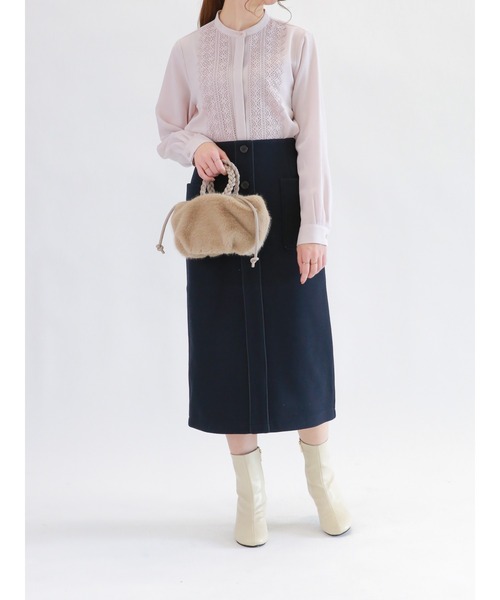 Te chichi（テチチ）の「フロントレースブラウス（シャツ/ブラウス・レディース・チャコール/ピンク/オフホワイト・ﾌﾘ-）」の7枚目の写真