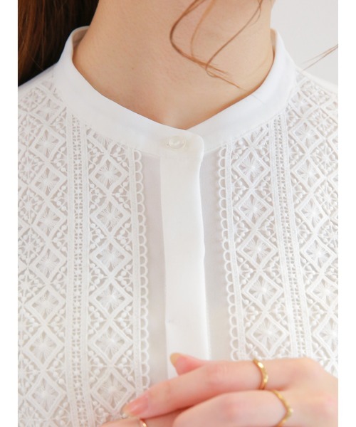 Te chichi（テチチ）の「フロントレースブラウス（シャツ/ブラウス・レディース・チャコール/ピンク/オフホワイト・ﾌﾘ-）」の9枚目の写真