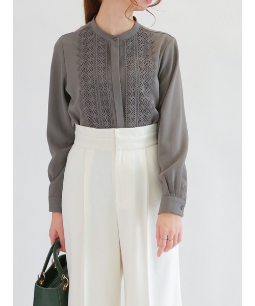 Te chichi（テチチ）の「フロントレースブラウス（シャツ/ブラウス・レディース・チャコール/ピンク/オフホワイト・ﾌﾘ-）」の10枚目の写真