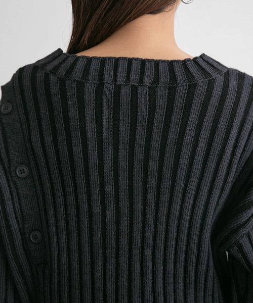 KBF(ケイビーエフ)の「アシメオープンデザインリブニット(ニット/セーター・レディース・ネイビー/グリーン/ベージュ系その他・ONE)」の12枚目の写真