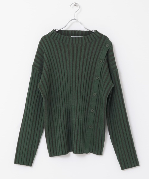 KBF(ケイビーエフ)の「アシメオープンデザインリブニット(ニット/セーター・レディース・ネイビー/グリーン/ベージュ系その他・ONE)」の16枚目の写真