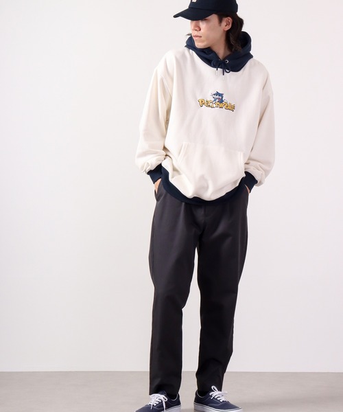 Limited Line Naive Magic（リミテッドラインナイーブマジック）の「PETTYWOLF 裏起毛 フロント刺繍配色 ワイド フーディー（パーカー・メンズ・ホワイト/ブルー/アッシュグレー/ブラック/グリーン・M/L）」の9枚目の写真
