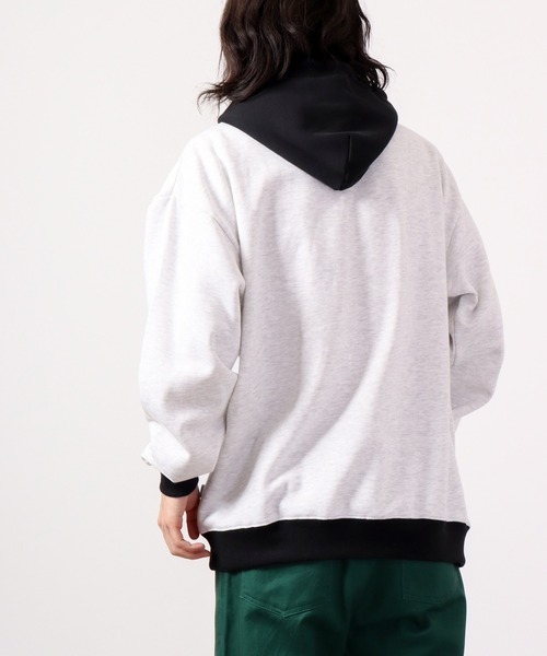 PETTYWOLF 裏起毛 フロント刺繍配色 ワイド フーディー