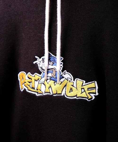 Limited Line Naive Magic（リミテッドラインナイーブマジック）の「PETTYWOLF 裏起毛 フロント刺繍配色 ワイド フーディー（パーカー・メンズ・ホワイト/ブルー/アッシュグレー/ブラック/グリーン・M/L）」の15枚目の写真
