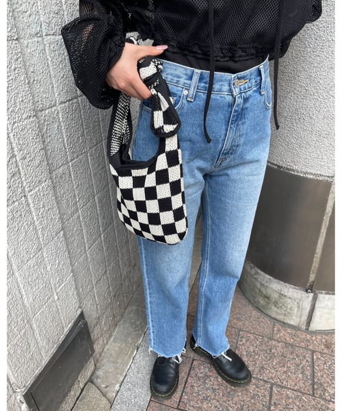 SLY(スライ)の「LIMITED ITEM CHECKER KNIT BAG チェッカー ニットバッグ(ハンドバッグ・レディース・ブラック・FREE)」の11枚目の写真