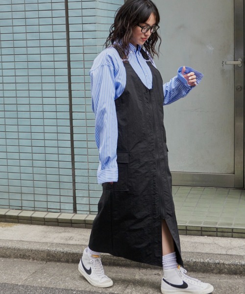 Auntie Rosa Holiday（アンティローザホリデー）の「ナイロンフィッシングジャンスカ（ジャンパースカート・レディース・ブラック/ベージュ・FREE）」の17枚目の写真