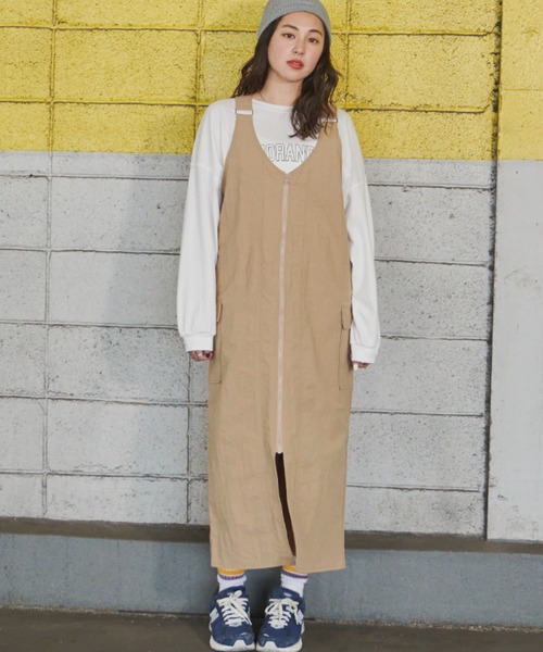 Auntie Rosa Holiday（アンティローザホリデー）の「ナイロンフィッシングジャンスカ（ジャンパースカート・レディース・ブラック/ベージュ・FREE）」の7枚目の写真