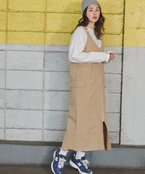 Auntie Rosa Holiday（アンティローザホリデー）の「ナイロンフィッシングジャンスカ（ジャンパースカート・レディース・ブラック/ベージュ・FREE）」の8枚目の写真