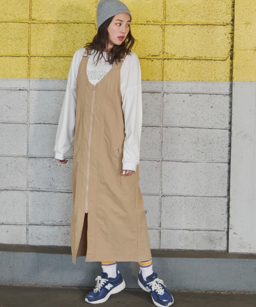 Auntie Rosa Holiday（アンティローザホリデー）の「ナイロンフィッシングジャンスカ（ジャンパースカート・レディース・ブラック/ベージュ・FREE）」の10枚目の写真