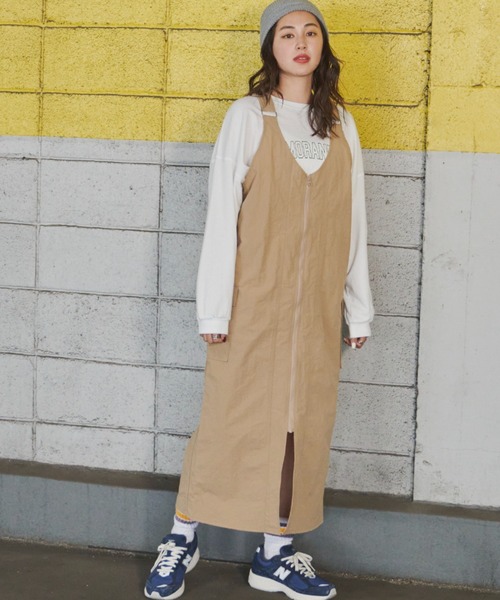 Auntie Rosa Holiday（アンティローザホリデー）の「ナイロンフィッシングジャンスカ（ジャンパースカート・レディース・ブラック/ベージュ・FREE）」の6枚目の写真