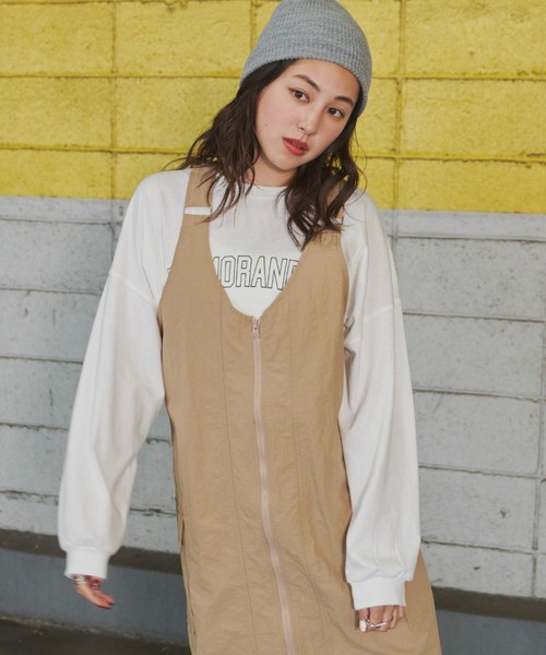 Auntie Rosa Holiday（アンティローザホリデー）の「ナイロンフィッシングジャンスカ（ジャンパースカート・レディース・ブラック/ベージュ・FREE）」の3枚目の写真