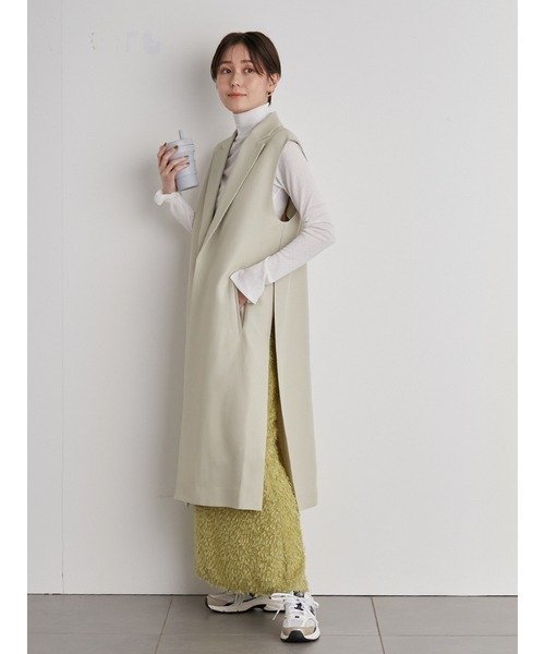 emmi(エミ)の「【emmi atelier】テーラーカラーロングジレ(ベスト・レディース・オリーブ/ブラック・FREE)」の10枚目の写真