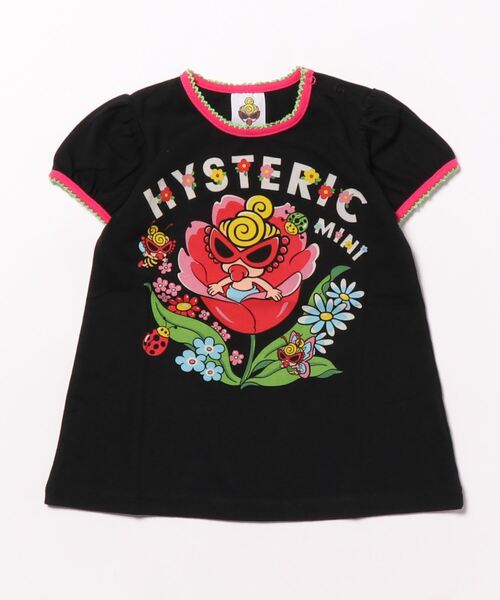 HYSTERIC MINI(ヒステリックミニ)の「MY FIRST HYSTERIC FlowerPrincessチュニックTシャツ(チュニック・キッズ・ブラック/イエロー/ホワイト・90/80)」の2枚目の写真