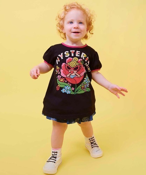 HYSTERIC MINI(ヒステリックミニ)の「MY FIRST HYSTERIC FlowerPrincessチュニックTシャツ(チュニック・キッズ・ブラック/イエロー/ホワイト・90/80)」の4枚目の写真