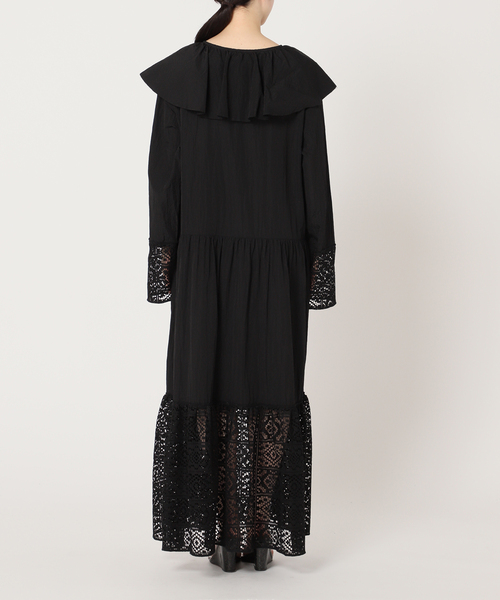 Cityshop フリルカラーロングドレス ワンピース レーヨンシティーショップ CITYSHOP ワンピース CUT DRESS with SCARF：ワンピース