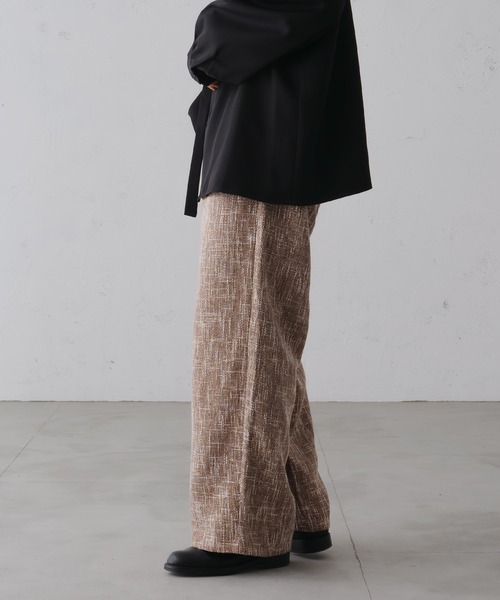 セール】ワイドストレートツイードスラックス（スラックス）｜epnok