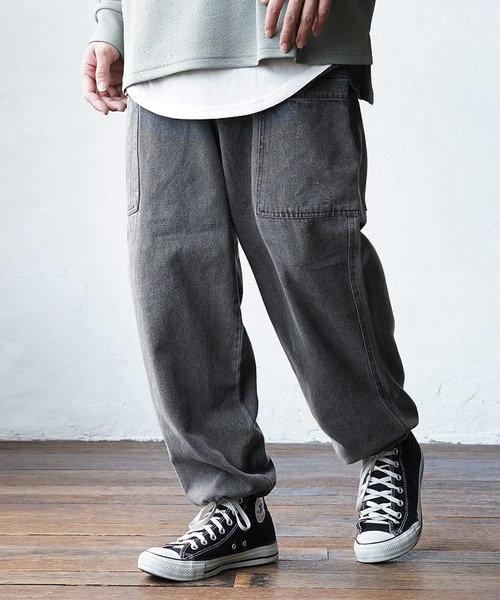 MinoriTY(マイノリティ)の「【MinoriTY】デニムイージーカーゴパンツ ワイドパンツ デニムパンツ メンズ 秋服 夏服(カーゴパンツ・メンズ・ブラック/ブルー・L/M)」の10枚目の写真