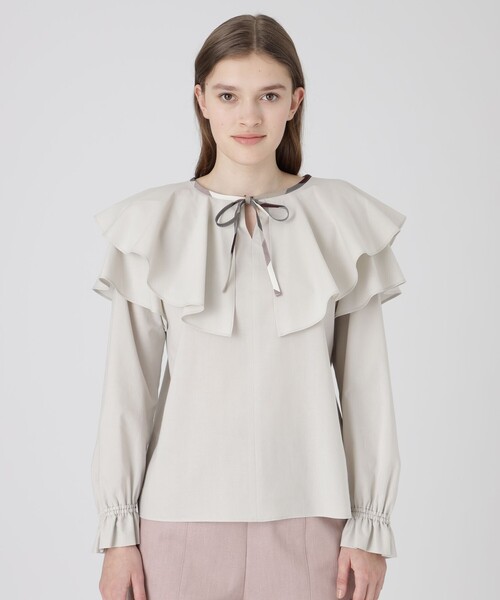 BLUE LABEL CRESTBRIDGE（ブルーレーベルクレストブリッジ）の「ハーブカラーエアリーローンブラウス（シャツ/ブラウス・レディース・ベージュ/ダークネイビー/ピンク系その他2・38/36）」の2枚目の写真