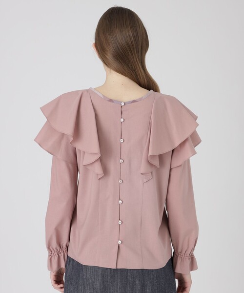 BLUE LABEL CRESTBRIDGE（ブルーレーベルクレストブリッジ）の「ハーブカラーエアリーローンブラウス（シャツ/ブラウス・レディース・ベージュ/ダークネイビー/ピンク系その他2・38/36）」の11枚目の写真