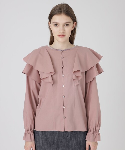 BLUE LABEL CRESTBRIDGE（ブルーレーベルクレストブリッジ）の「ハーブカラーエアリーローンブラウス（シャツ/ブラウス・レディース・ベージュ/ダークネイビー/ピンク系その他2・38/36）」の14枚目の写真