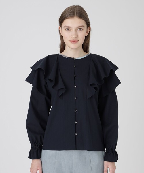 BLUE LABEL CRESTBRIDGE（ブルーレーベルクレストブリッジ）の「ハーブカラーエアリーローンブラウス（シャツ/ブラウス・レディース・ベージュ/ダークネイビー/ピンク系その他2・38/36）」の12枚目の写真