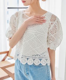 Isn't She?（イズントシー）の「クロシェ編み半袖ニット（ニット/セーター）」