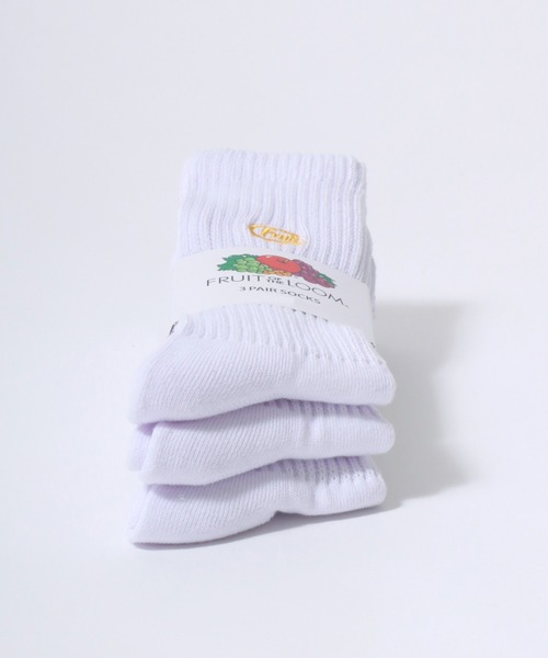 FRUIT OF THE LOOM(フルーツオブザルーム)の「FRUIT OF THE LOOM(フルーツオブザルーム)ワンポイントロゴ刺繍 無地 3Pソックス(ソックス/靴下・レディース・マルチ/ホワイト・23cm~25cm)」の17枚目の写真