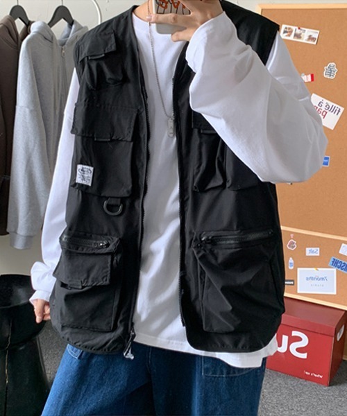 Ressaca（レサーカ）の「オーバーサイズ マルチポケット ミリタリーフィッシングワークベスト（ベスト・メンズ・ブラック/カーキ・M/L）」の9枚目の写真