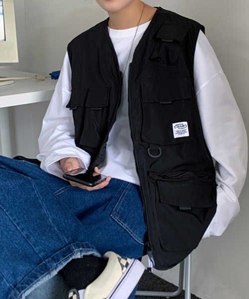 Ressaca（レサーカ）の「オーバーサイズ マルチポケット ミリタリーフィッシングワークベスト（ベスト・メンズ・ブラック/カーキ・M/L）」の15枚目の写真